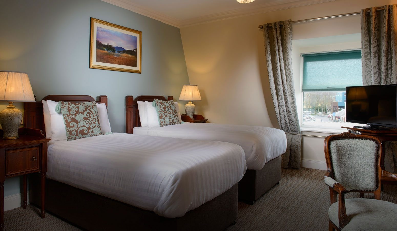 Guest room at McSweeney Arms Hotel
